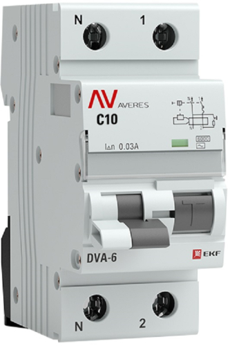 Автомат дифференциального тока АВДТ EKF Averes DVA-6 2п 10А 30мА 6кА C тип A картинка