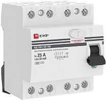 Выключатель дифференциального тока УЗО EKF PROxima ВД-100 4п 25А 30мА 4,5,кА тип AC картинка