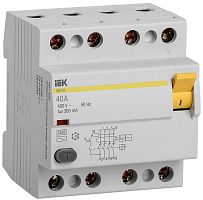 Выключатель дифференциального тока УЗО IEK KARAT ВД1-63 4п 40А 300мА 4,5,кА тип AC картинка