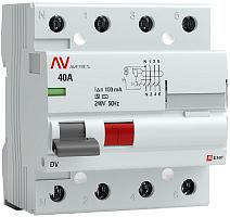 Выключатель дифференциального тока УЗО EKF Averes DV 4п 40А 100мА 10кА тип AC картинка