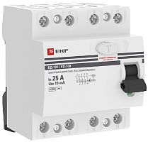 Выключатель дифференциального тока УЗО EKF PROxima ВД-100 4п 25А 10мА 4,5,кА тип AC картинка