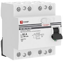Выключатель дифференциального тока УЗО EKF PROxima ВД-100 4п 80А 300мА 4,5,кА тип AC картинка