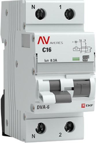 Автомат дифференциального тока АВДТ EKF Averes DVA-6 2п 16А 300мА 6кА C тип AC картинка