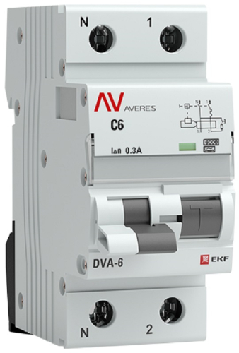 Автомат дифференциального тока АВДТ EKF Averes DVA-6 2п 6А 300мА 6кА C тип A картинка