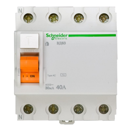 Выключатель дифференциального тока УЗО Schneider Electric Домовой 4п 40А 30мА 4,5кА тип AC картинка фото 2