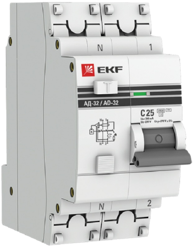 Автомат дифференциального тока АВДТ EKF PROxima АД-32 2п 25А 300мА 4,5кА C тип AC картинка
