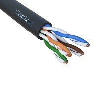 Кабель витая пара Caplex Cat5e 4 пары UTP PE (внешний), чёрный, коробка 305 м IZ-C4U5-0203-B305
