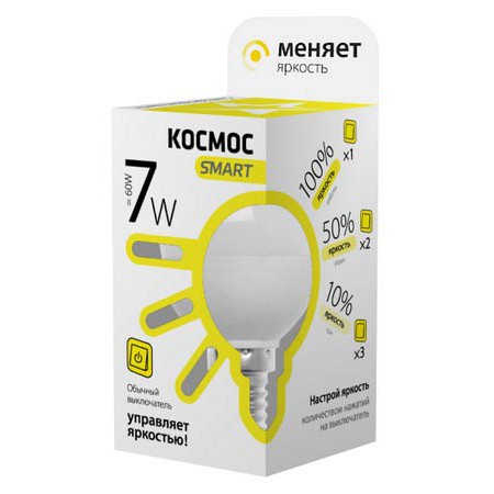 Лампа светодиодная Космос Smart G45 Шар Е14 220В 7Вт 3000К 3 режима 45х79мм, Космос, купить, цена, доставка, безопасность Лампа светодиодная Космос Smart G45 Шар Е14 220В 7Вт 3000К 3 режима 45х79мм Космос — купить по цене от 162 ₽ | ПрофБезопасность