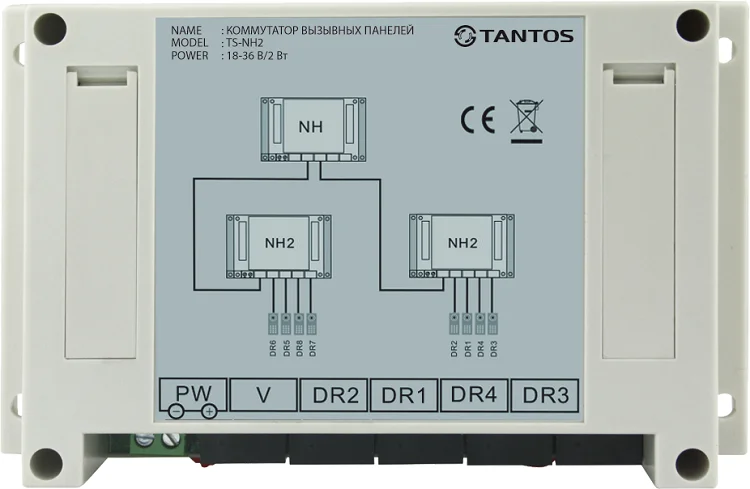 Коммутатор четырех вызывных панелей Tantos TS-NH2