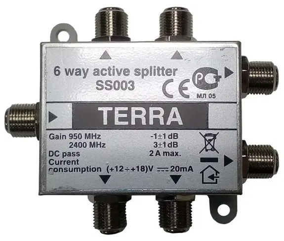 Делитель спутниковый Terra SS003 на 6 ТВ