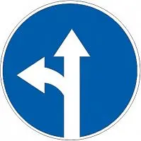 Дорожный знак 4.1.5 - Движение прямо или налево картинка