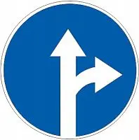 Дорожный знак 4.1.4 - Движение прямо или направо картинка