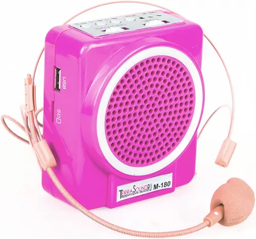 Усилитель голоса поясной TerraSound M-180 розовый картинка