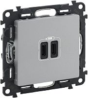 Розетка USB тип C+C без рамки Legrand Valena Life 2-м. 3000мА алюминий Legrand — купить по цене от 7&nbsp;740 ₽ | ПрофБезопасность