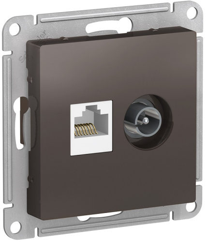 Розетка RJ45+TV Оконечная без рамки Systeme Electric AtlasDesign 2-м. мокко