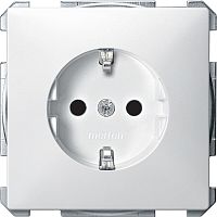Розетка с заземлением без рамки Schneider Electric Merten Antique 1-м. шторки белый