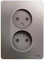 Розетка без заземления Systeme Electric Glossa 1-м. 2 мод. платина