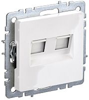 Розетка компьютерная без рамки IEK Brite РК10-2-БрБ 2-м. RJ45+RJ45 5e белый