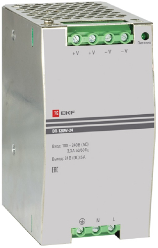 Блок питания импульсный EKF PROxima DR-120W-24 24В на DIN-рейку картинка