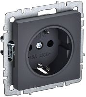 Розетка с заземлением без рамки IEK Brite РС11-1-0-БрГ 1-м. графит