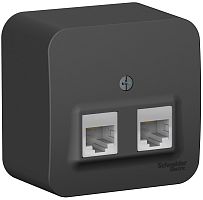 Розетка компьютерная накладная Systeme Electric Blanca 2-м. RJ45+RJ45 5e антрацит