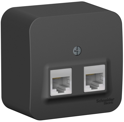 Розетка компьютерная накладная Systeme Electric Blanca 2-м. RJ45+RJ45 5e антрацит