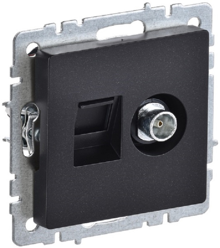 Розетка RJ45+TV Оконечная без рамки IEK Brite РТВ/РК12-БрЧ 2-м. черный IEK — купить по цене от 1&nbsp;255 ₽ | ПрофБезопасность