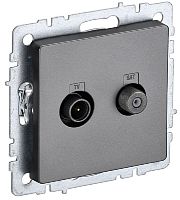 Розетка TV+SAT Оконечная без рамки IEK Brite РТВ/РСп12-БрС 2-м. сталь