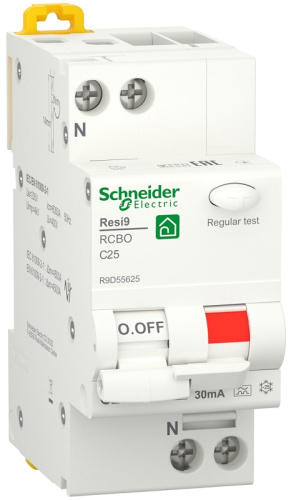 Автомат дифференциального тока АВДТ Schneider Electric Resi9 2п 25А 30мА 6кА C тип A