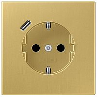 Розетка с заземлением +1хUSB тип C без рамки Jung LS990 metal 1-м. латунь Jung — купить по цене от 35&nbsp;770 ₽ | ПрофБезопасность