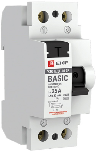 Выключатель дифференциального тока УЗО EKF Basic ВДТ-40 2п 40А 30мА 4,5,кА тип AC
