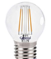 Лампа светодиодная филамент General  Шар G45S E27 220В 7Вт 2700К General — купить по цене от 125 ₽ | ПрофБезопасность