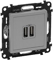 Розетка USB тип A+A без рамки Legrand Valena Life 2-м. 2400мА алюминий