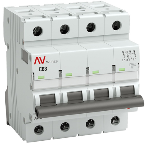 Выключатель автоматический EKF Averes AV-6 4п 63А C 6кА