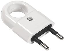 Вилка электрическая без заземления прямая с кольцом Smartbuy 6А белый картинка