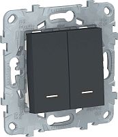 Выключатель с подсветкой без рамки Schneider Electric Unica New 2-кл. антрацит Schneider Electric — купить по цене от 2&nbsp;820 ₽ | ПрофБезопасность