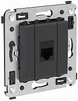 Розетка компьютерная без рамки DKC Avanti 1-м. RJ45 6е черный матовый