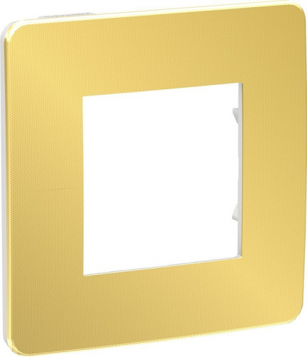 Рамка универсальная Schneider Electric Unica Studio Metal 1-м. золото/белый картинка