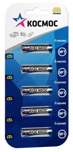 Элемент питания Космос LR6 BP-5 (блист.5 шт) AA алкалиновая (батарейка)