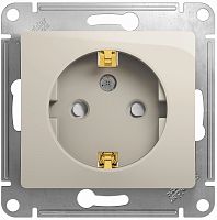 Розетка с заземлением без рамки Systeme Electric Glossa 1-м. шторки молочный