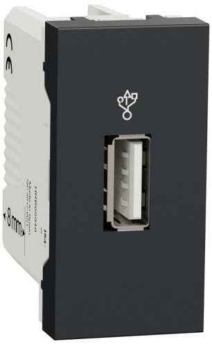Розетка USB тип A без рамки Schneider Electric Unica Modular 1-м. 1 мод. 2400мА антрацит Schneider Electric — купить по цене от 3&nbsp;040 ₽ | ПрофБезопасность