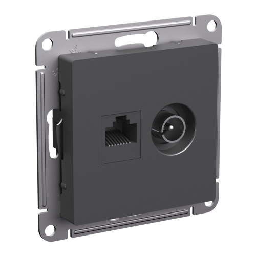 Розетка RJ45+TV Оконечная без рамки Systeme Electric AtlasDesign 2-м. базальт