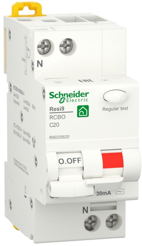 Автомат дифференциального тока АВДТ Schneider Electric Resi9 2п 20А 30мА 6кА C тип AC