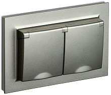Розетка с заземлением IEK Brite РСбш12-3-44-БрШ 1-м. 2 мод. крышка шторки IP44 шампань