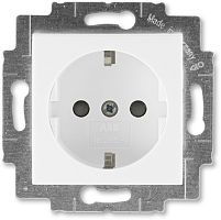 Розетка с заземлением без рамки ABB EPJ Levit 1-м. шторки белый/белый