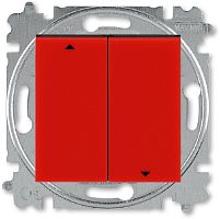 Выключатель жалюзи с фиксацией без рамки ABB EPJ Levit 2-кл. красный/дымчатый черный