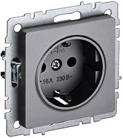 Розетка с заземлением без рамки IEK Brite РС11-1-0-БрС 1-м. сталь