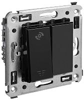 Светорегулятор кнопочный без рамки DKC Avanti 1-кл. 5–220Вт черный квадрат