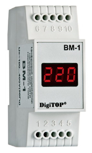 Вольтметр однофазный цифровой на DIN-рейку DigiTOP ВM-1 400В