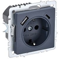 Розетка с заземлением +2xUSB тип A+C без рамки IEK Brite РЮш11-1-БрМ 1-м. маренго